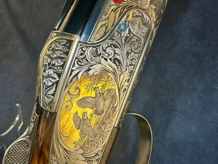 K-80 12 GA SIDEPLATE 34" PARCOUR 15" LOP ENGRAVER: H FRUHAUF