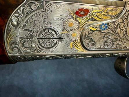K-80 12 GA SIDEPLATE 34" PARCOUR 15" LOP ENGRAVER: H FRUHAUF